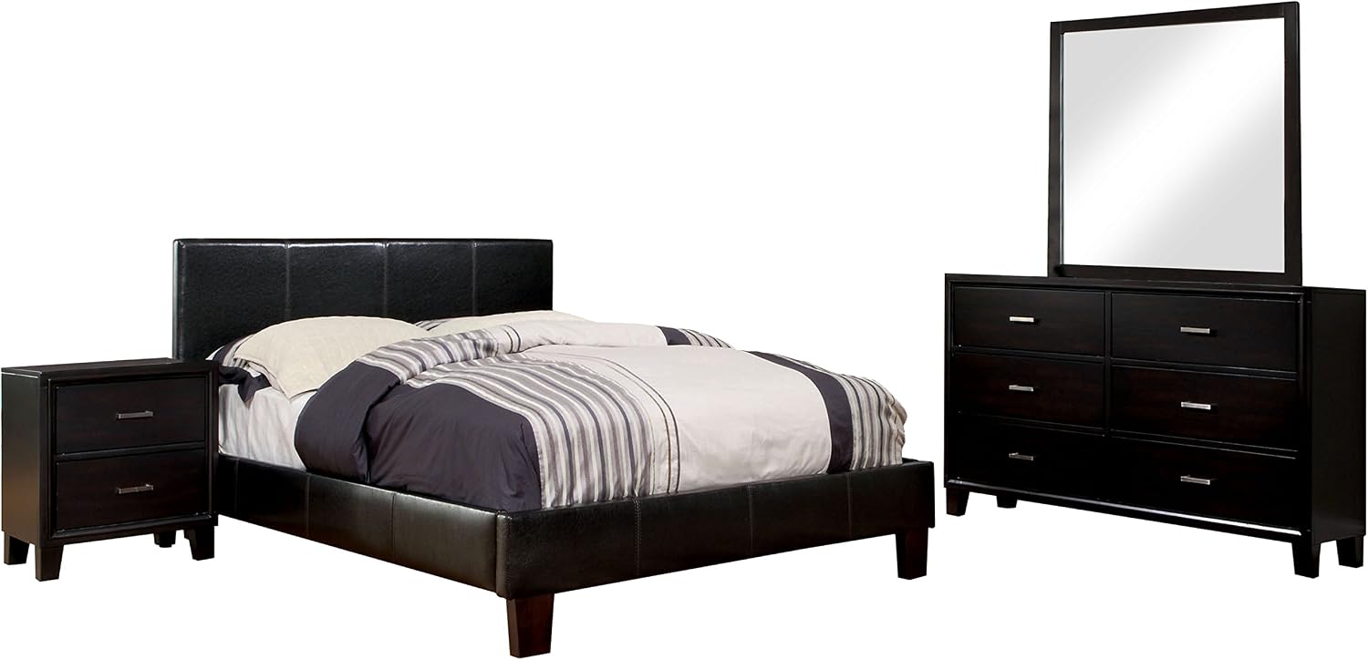 HOMES: Inside + Out Penelope Contemporary Leatherette 4 Piece Bed Set, California King, Espresso