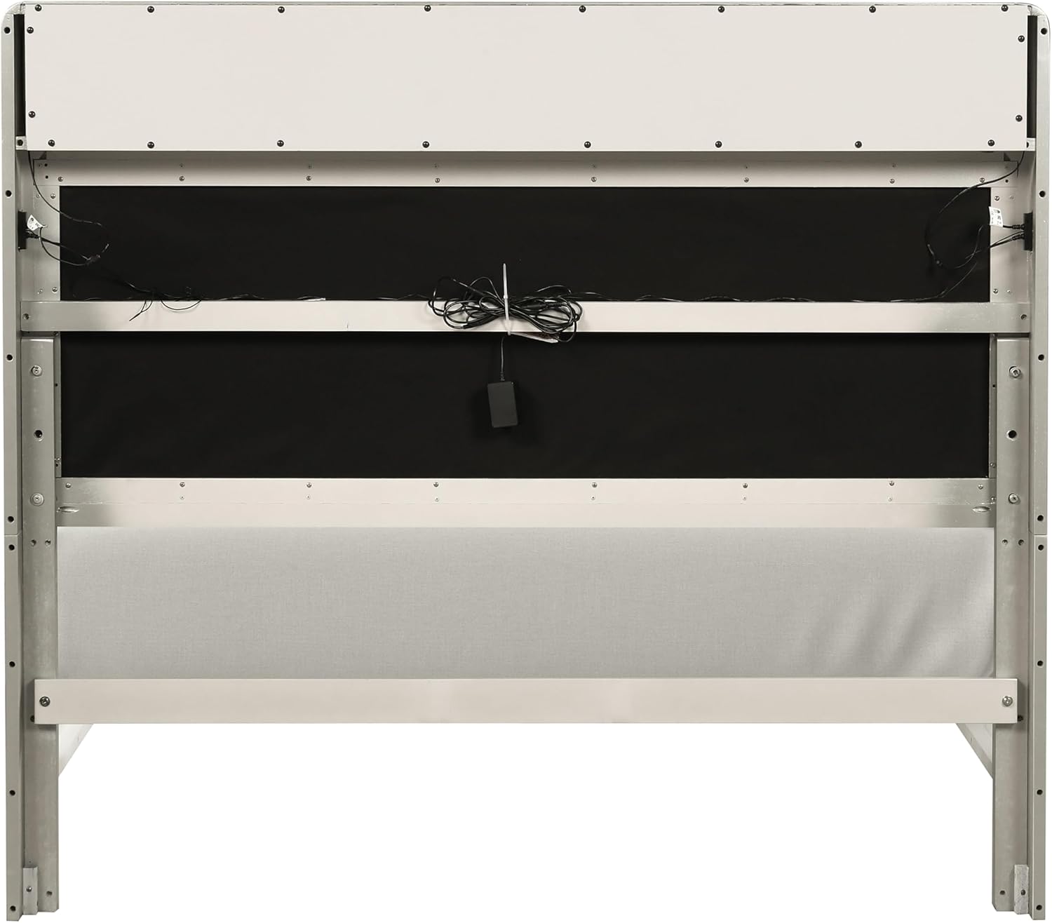 Furniture of America Standin Modern Solid Wood 6-Piece Bedroom Set with LED on Bookcase Headboard, USB-A and USB-C on Both Sides, Brushed Nickel Finish, Box Spring Needed, Twin, Champagne