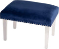 Cortesi Home Whitecrest Bench Ottoman with Clear Acrylic Legs 24', Blue Velvet