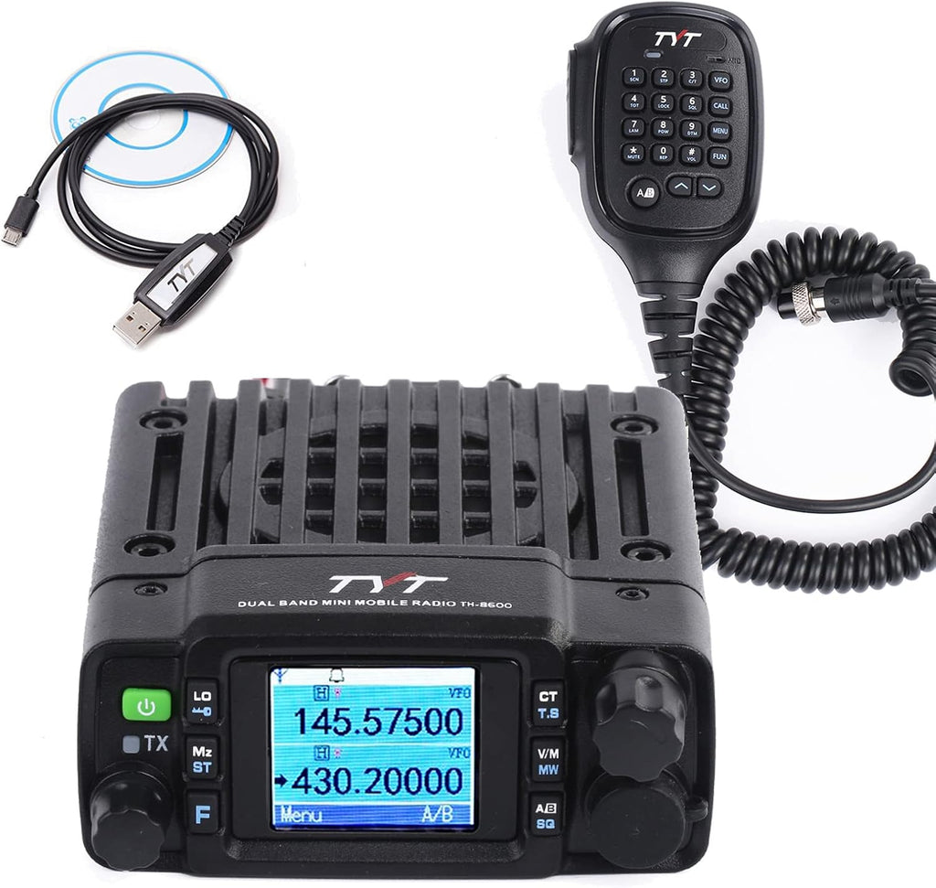 TYT TH-8600 Mini 25 Watt Dual Band Amateur Radio Base, IP67 Waterproof Radio VHF: 144-148mhz (2m) UHF:420-450mhz (70cm) Car Mobile Transceiver with Cable