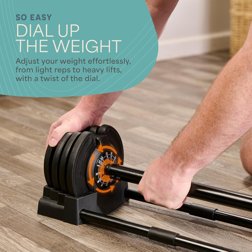 Lifepro Adjustable Dumbbells Set – Quick Adjustment, Anti Slip Handle – Space Saving & Strength Training Weights for Home Gym Exercise & Fitness