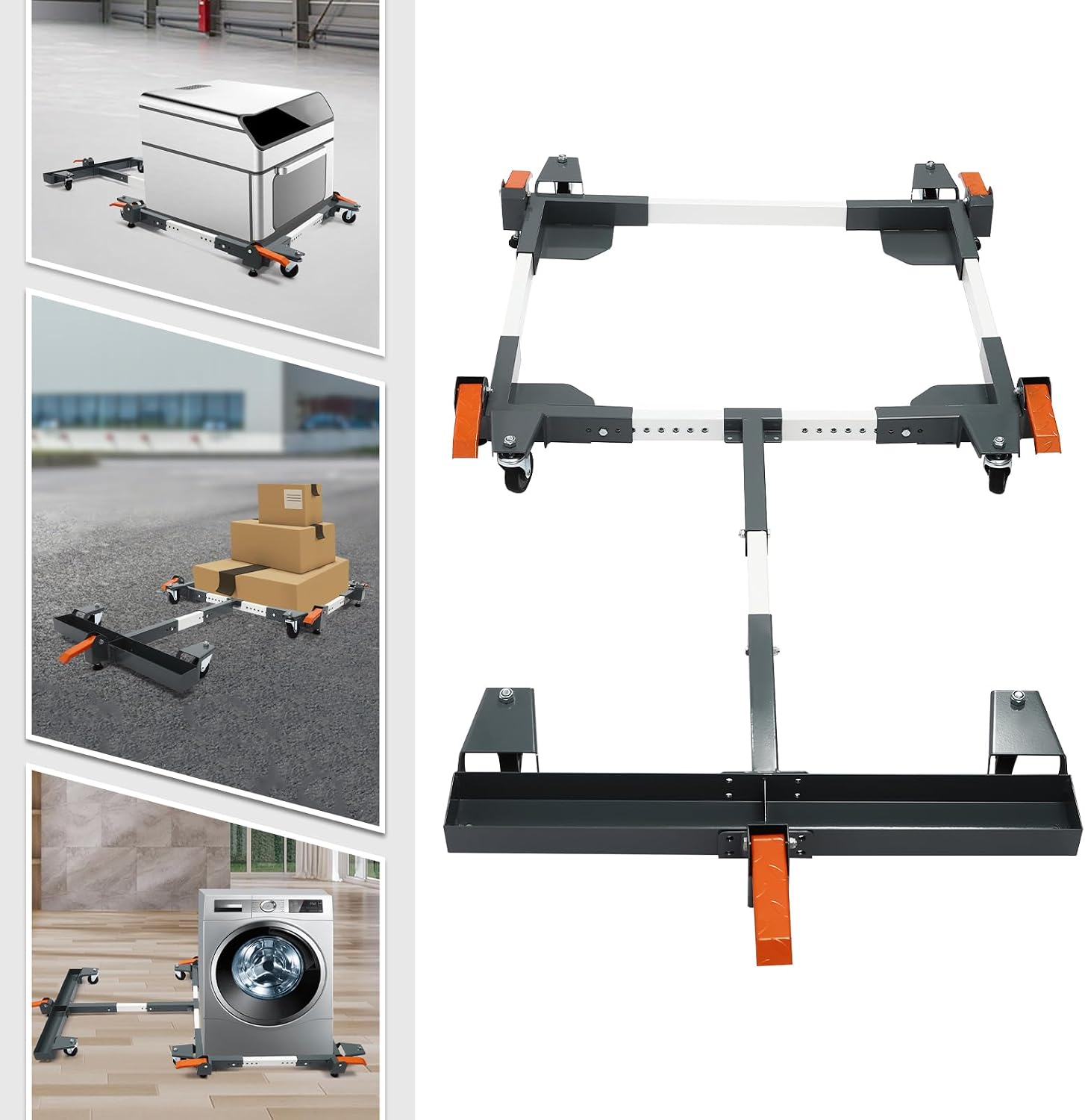 Adjustable Mobile Base, Mobile Tool Base Capacity of 600 lb Gray (3' Casters + 4 Positioning with Extension) for Small Mechanical Equipment as Well as Home Appliances
