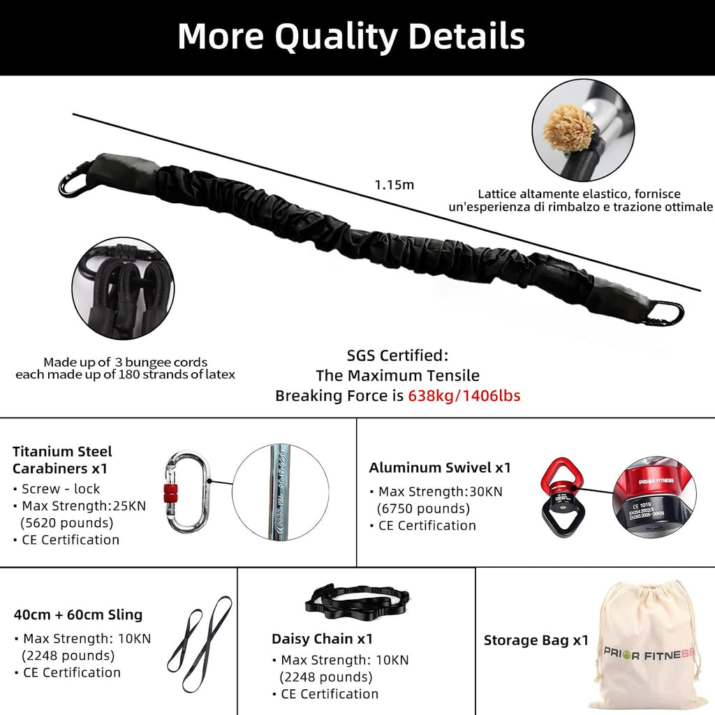 PRIOR FITNESS Bungee Fitness Set Yoga Bungee Cord Rope Resistance Air Dance Rope Exercise Fitness Home Gym Professional Training Equipment