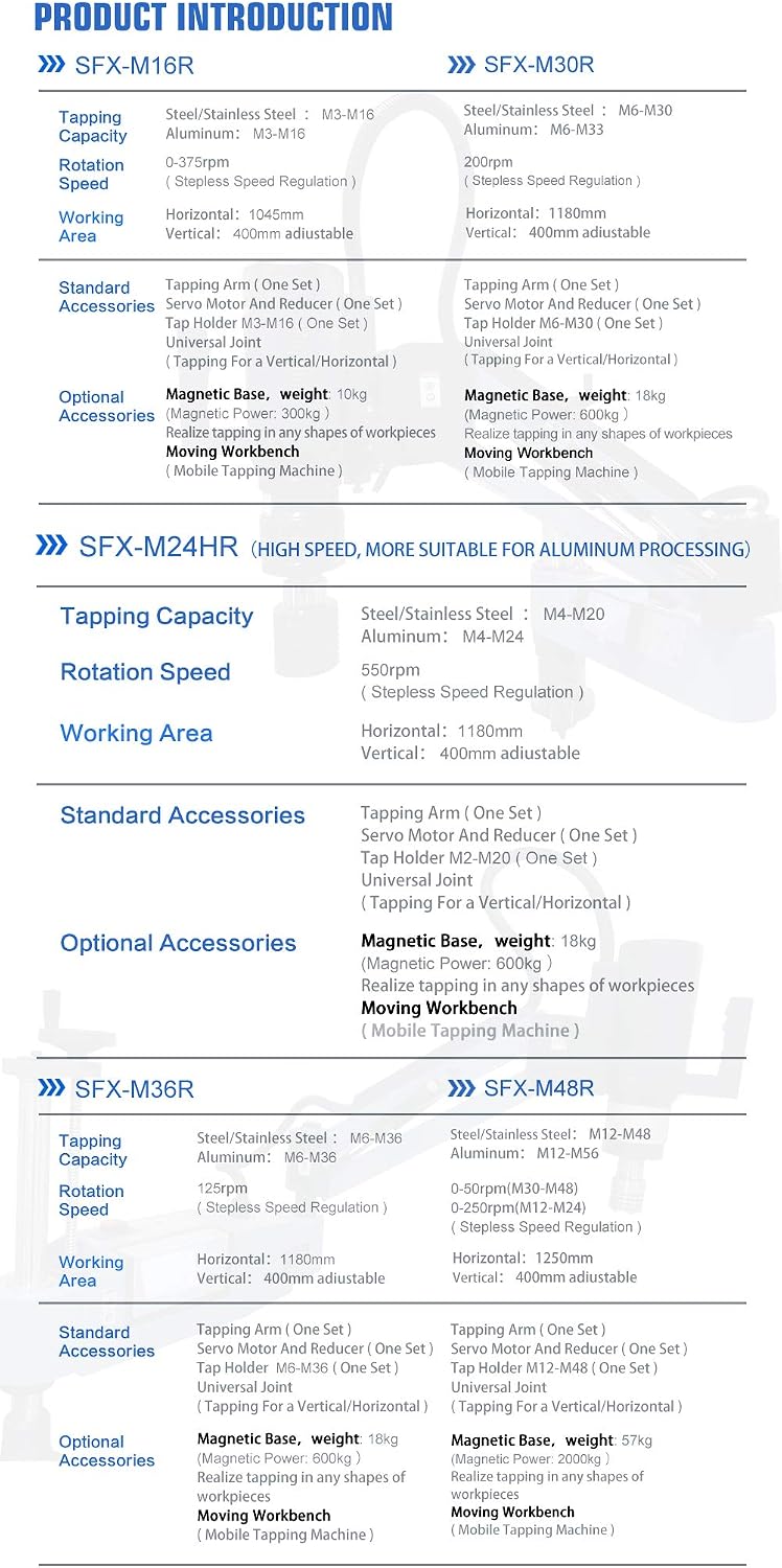 US Stock M6-M36 Electric Tapping Arm Tapper Flex Arm Tapping Machine Universal 360 Degree Tap Collets Included