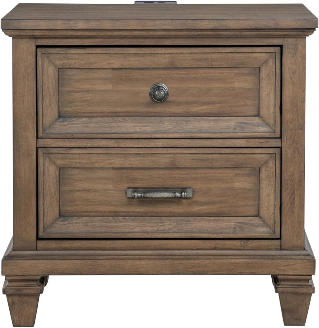 New Classic Furniture Mariana 4-Piece Wood Cal King Bedroom Set with Nightstand, Vintage Mocha