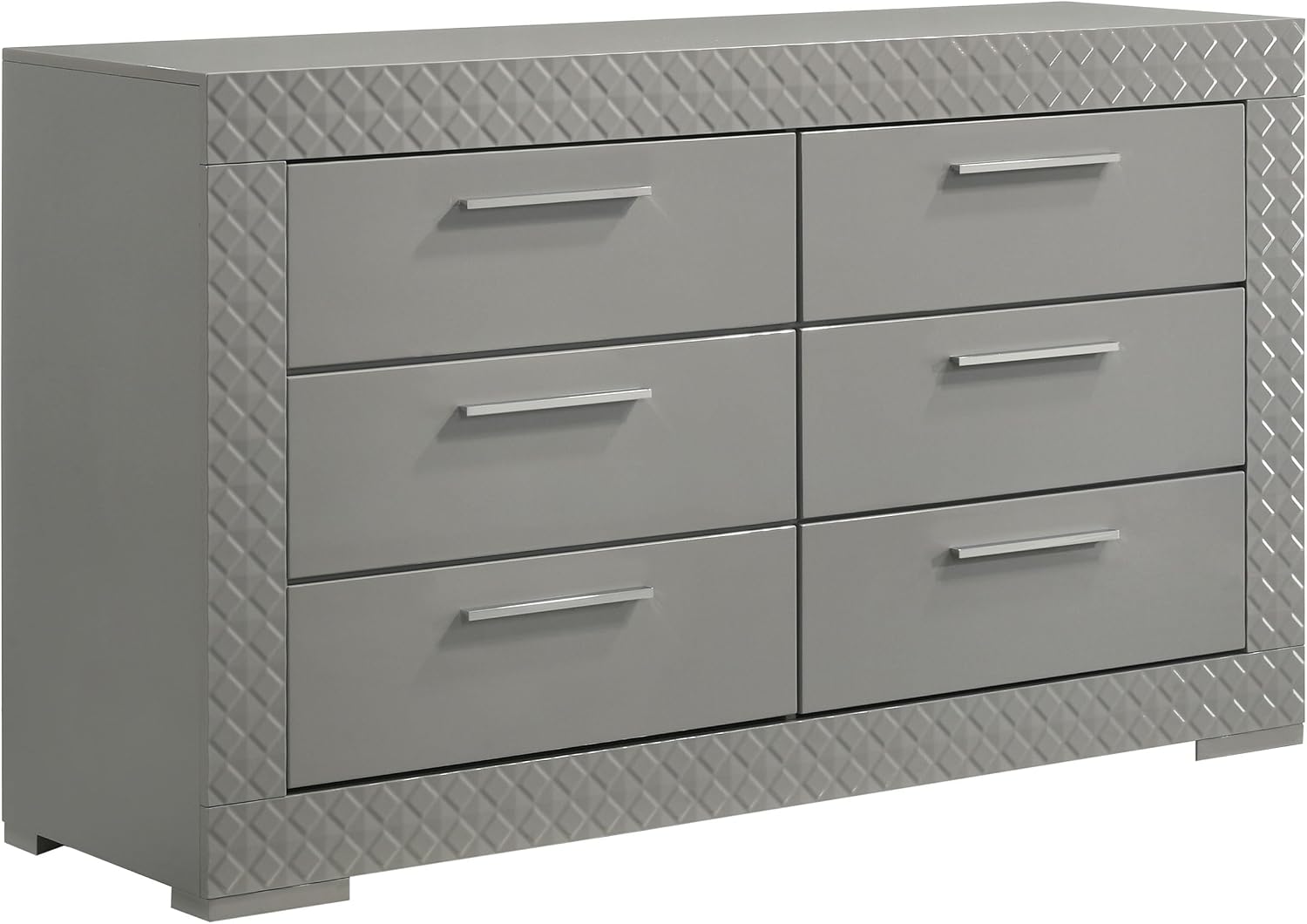 Coaster Home Furnishings Ives Contemporary 4-Piece Bedroom Set Eastern King Size LED Panel Bed Frame 57-inch Headboard Grey High Gloss 224971KE-S4