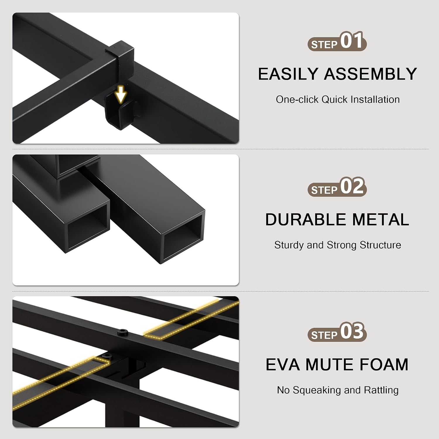 Einhomn Full Size Metal Platform Bed Frame with Victorian Iron-Art Tall Headboard and Footboard, Mattress Foundation for Under Bed Storage/Heavy Duty Steel Slat Supported, No Box Spring Needed, Black