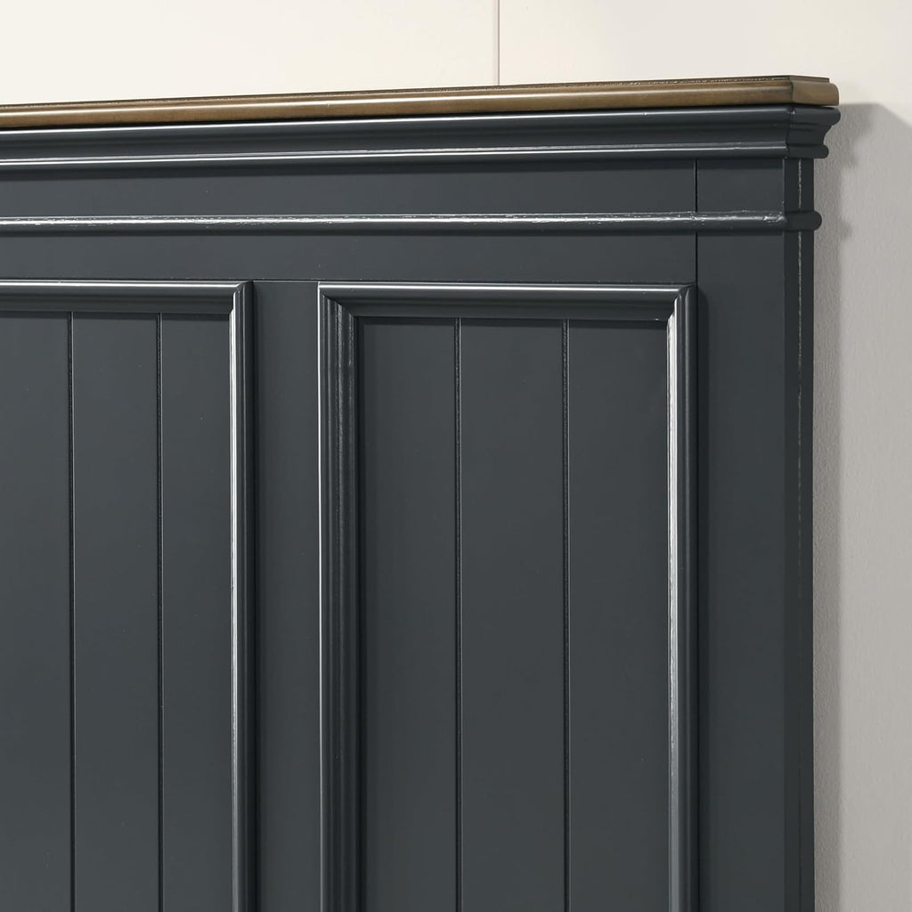 Roundhill Furniture Riverton Shiplap Wood Panel Bed, Slate Blue