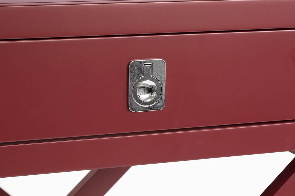 East West Furniture NL14K-2HA13 3 Piece Modern Bedroom Set - King Size Button Tufted Bed Frame - Brown Taupe Velvet Fabric Upholstered Headboard and a Burgundy Finish Nightstand