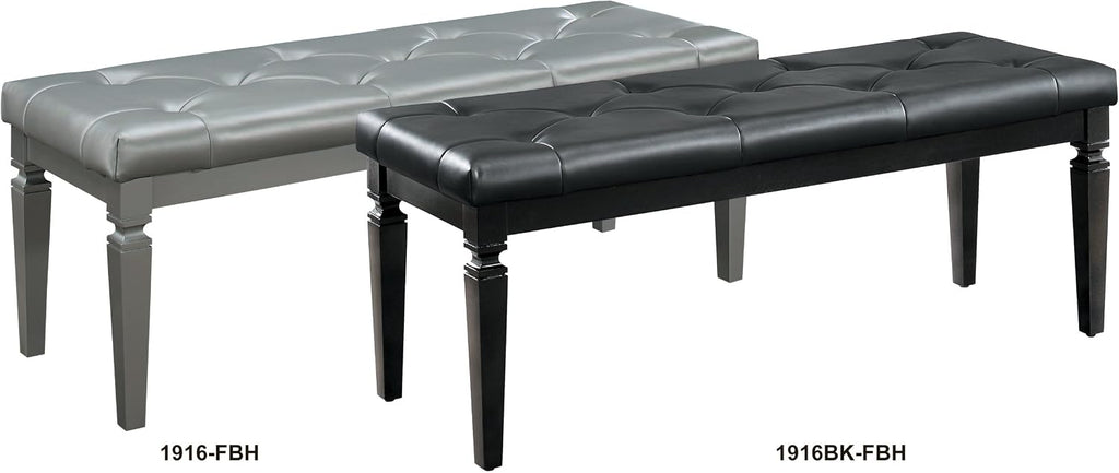 Homelegance Allura Modern Crystal Tufted Footboard Bench, Black Bi-Cast Vinyl