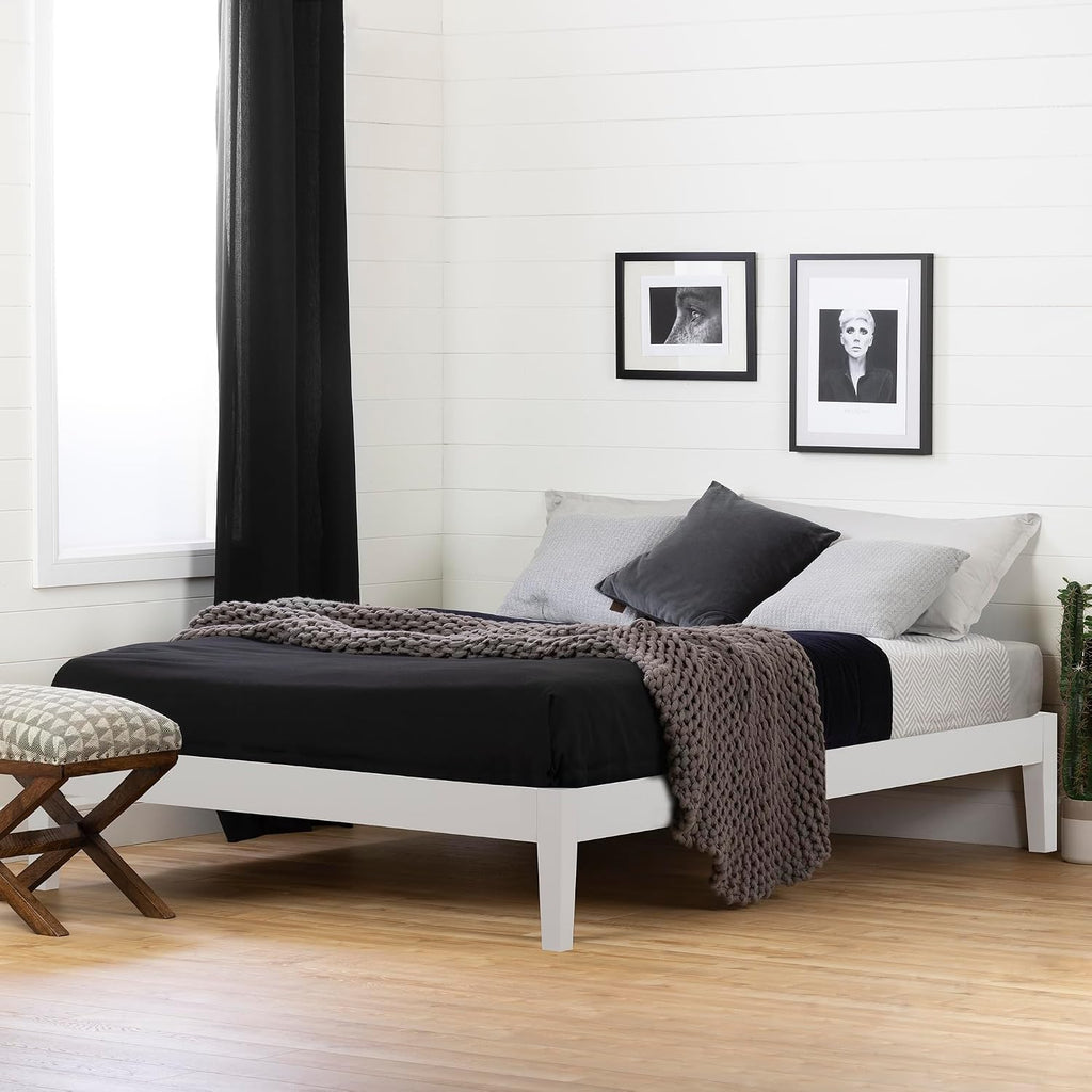 South Shore Vito Platform Bed, Queen, Pure White