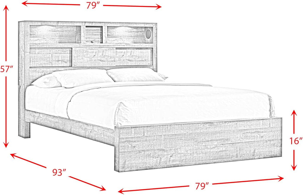 Picket House Furnishings Beckett King Bookcase Panel 6PC Bedroom Set w/Bluetooth