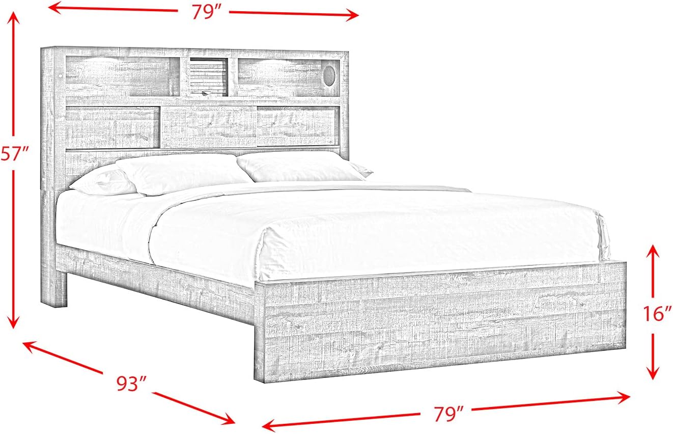 Picket House Furnishings Beckett King Bookcase Panel 6PC Bedroom Set w/Bluetooth