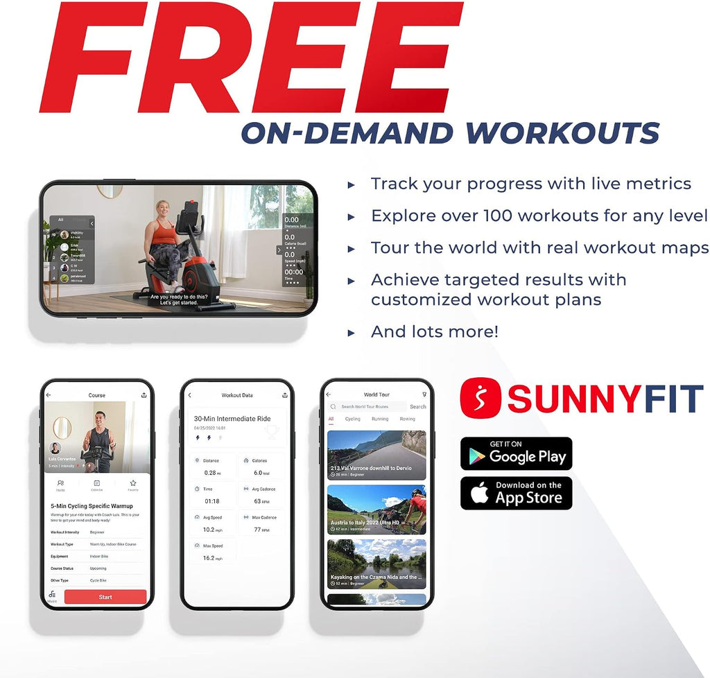 Sunny Health & Fitness Smart Recumbent Bike, Full-Body Home Training with Arm/Leg Exercisers, Indoor Cycling Workout Machine Plus Adjustable Seat & Bulit-in Pulse Sensors, Free SunnyFit App Connection