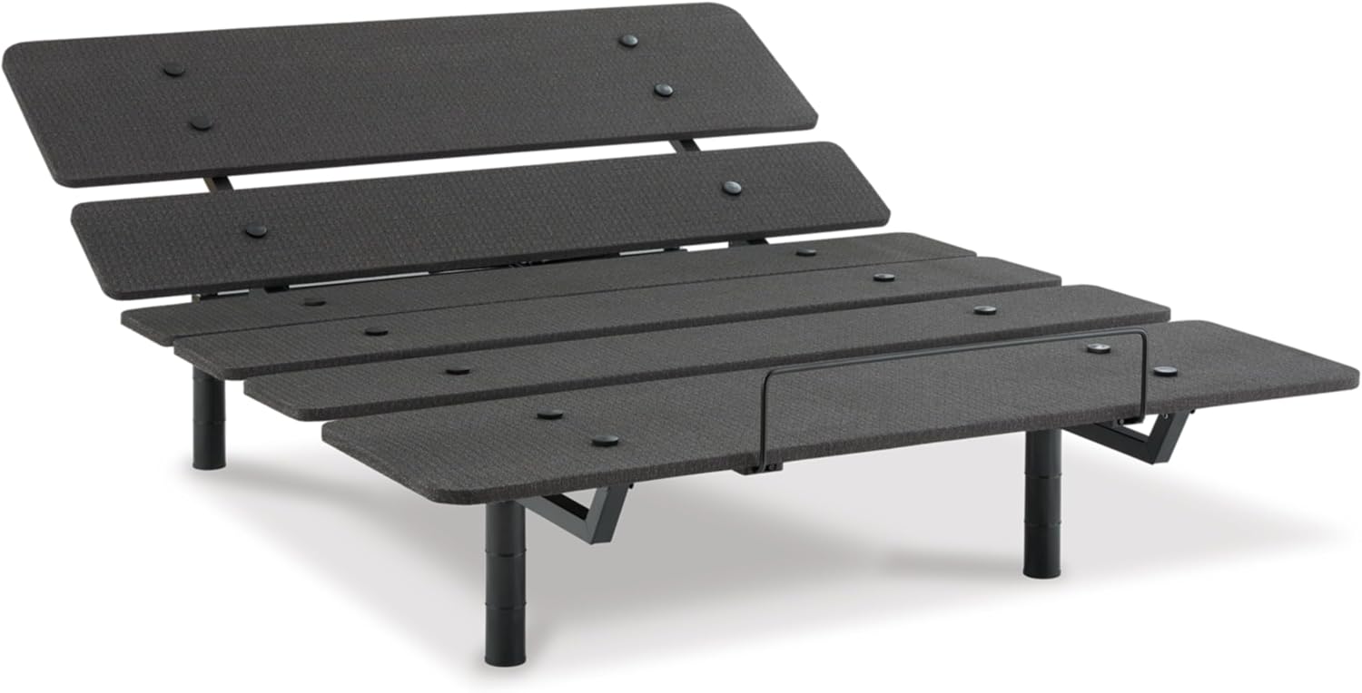 Signature Design by Ashley Cosmic Power Base Traditional California King Adjustable Base with Head and Foot Incline, Wireless Remote and USB Ports, Black