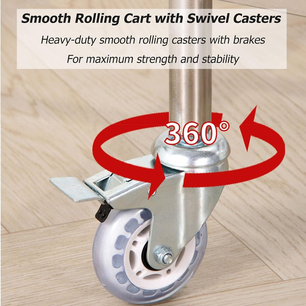 Heavy-Duty Rolling Cart with Stainless Steel Base, Mobile Dolly for Plant Pots, Grease Bucket, Car Wash Accessories - Durable & Versatile Transport Solution