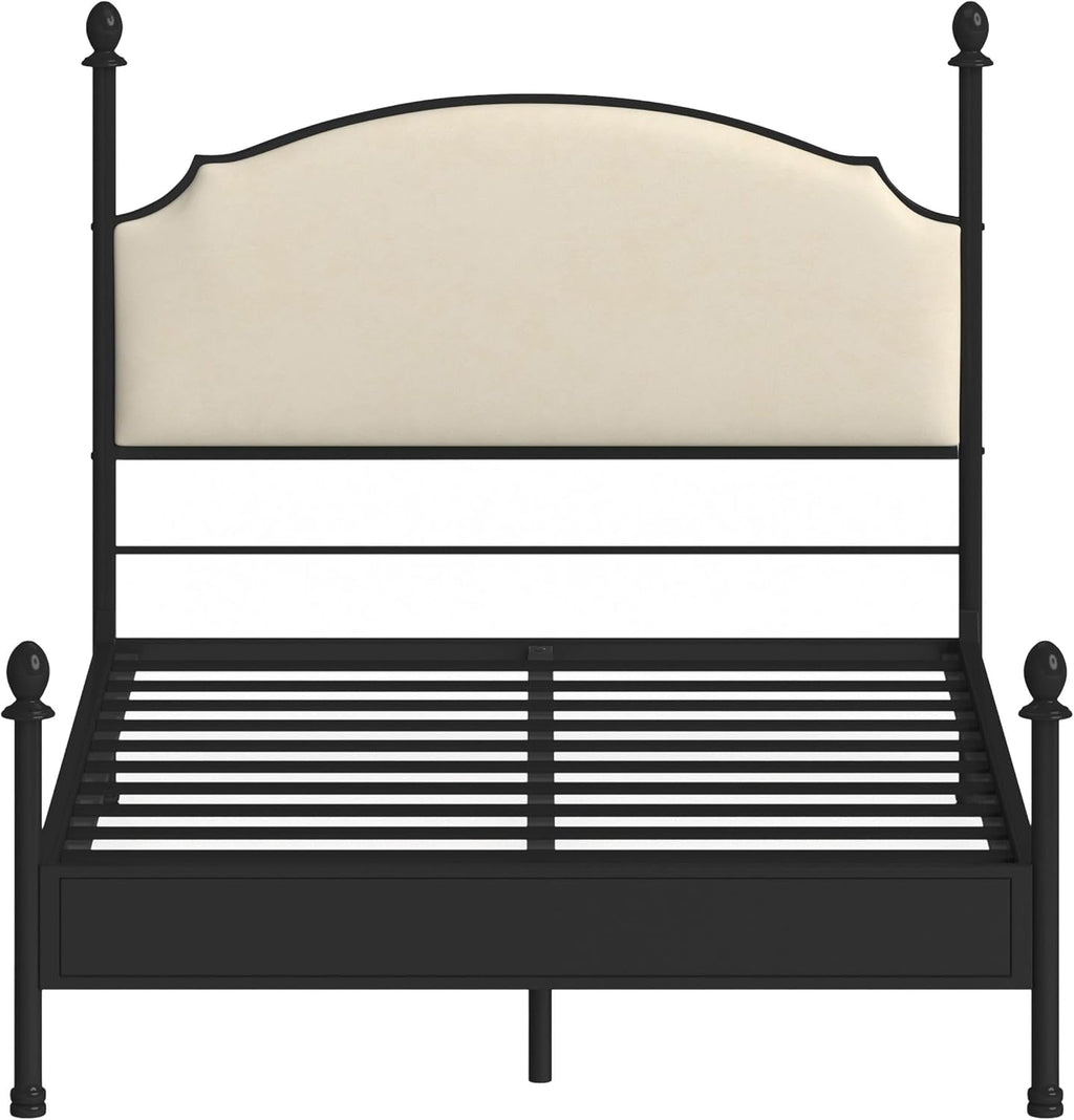 Furniture of America Freila Metal King Poster Panel Bed in Silver Gun Metal