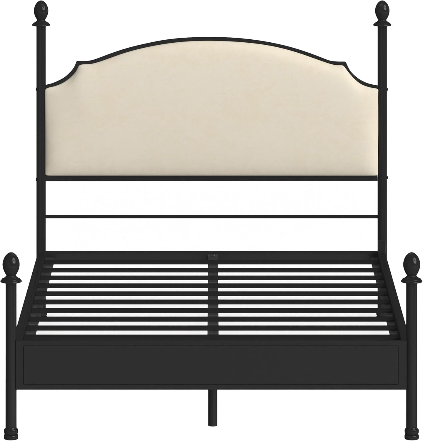 Furniture of America Freila Metal King Poster Panel Bed in Silver Gun Metal