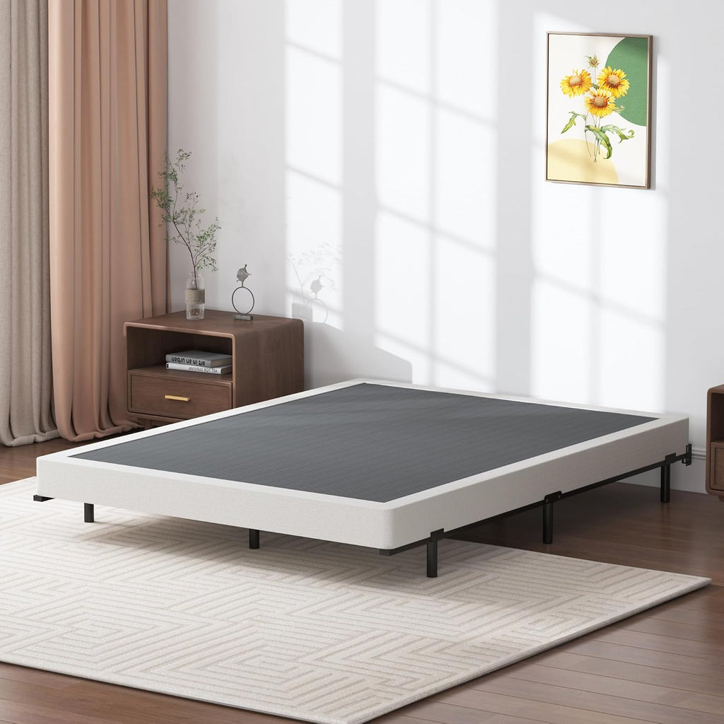 SHLAND Box Spring King - 3 Inch Heavy Duty Low Profile Metal King Box Springs for Bed, Mattress Foundation, Easy Assembly,Easy Clean Cover