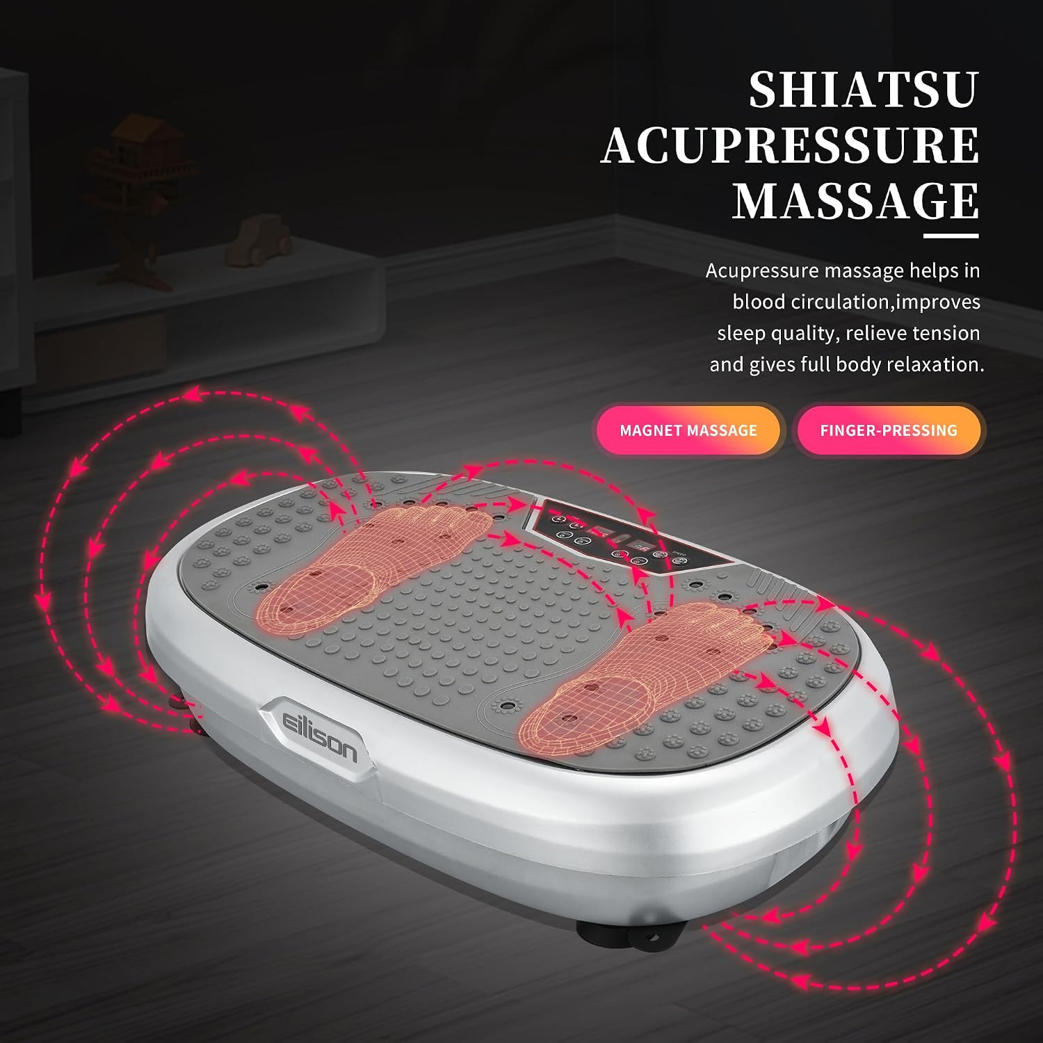 EILISON FitMaxx 3D XL Vibration Plate Exercise Machine - Whole Body Workout Vibration Platform w/Loop Bands - Lymphatic Drainage Machine for Weight Loss, Shaping, Recovery
