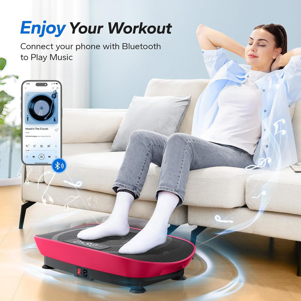 MERACH Vibration Plate Exercise Machine, Whole Body Workout Equipment for Women, Bluetooth and Silicone Pedal, Vibration Plate with Auto Mode, Vibrate Fitness Platform for Home