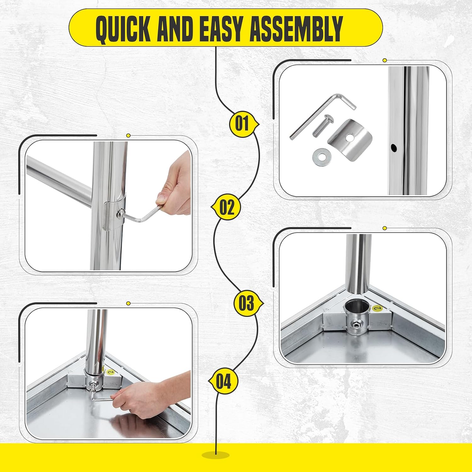 GarveeLife Stainless Steel Work Table, 60x24 x35 Inch with Wheels, Commercial Kitchen Prep Table with Open Base for Restaurant, Food Prep, Garage and Workshop, Easy to Assemble and Clean, Silver