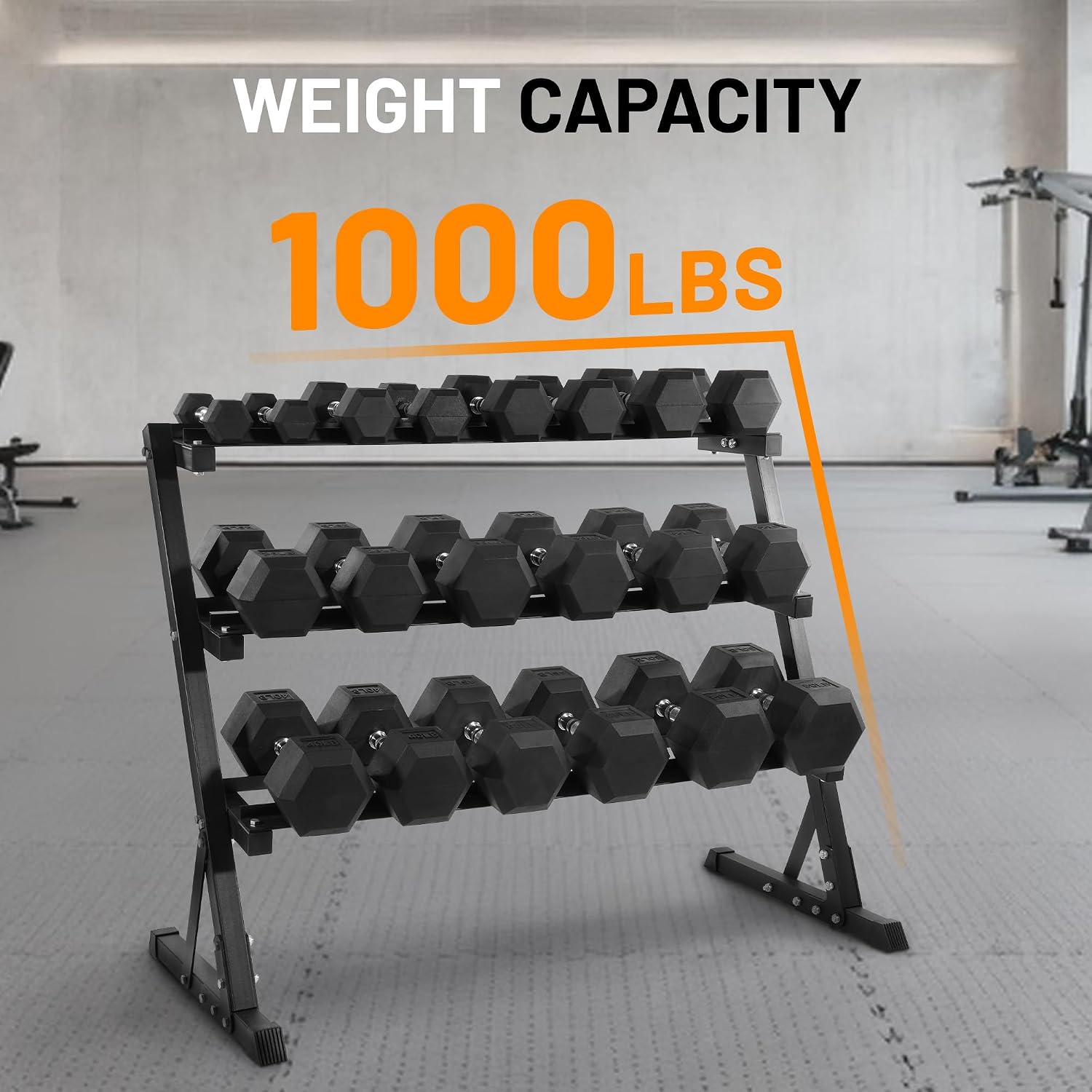Fitvids Rubber Coated Hex Dumbbell Set with Storage Rack, 100/150/200/550 LB Hand Weight Set with Anti-Slip Grip for Home Gym