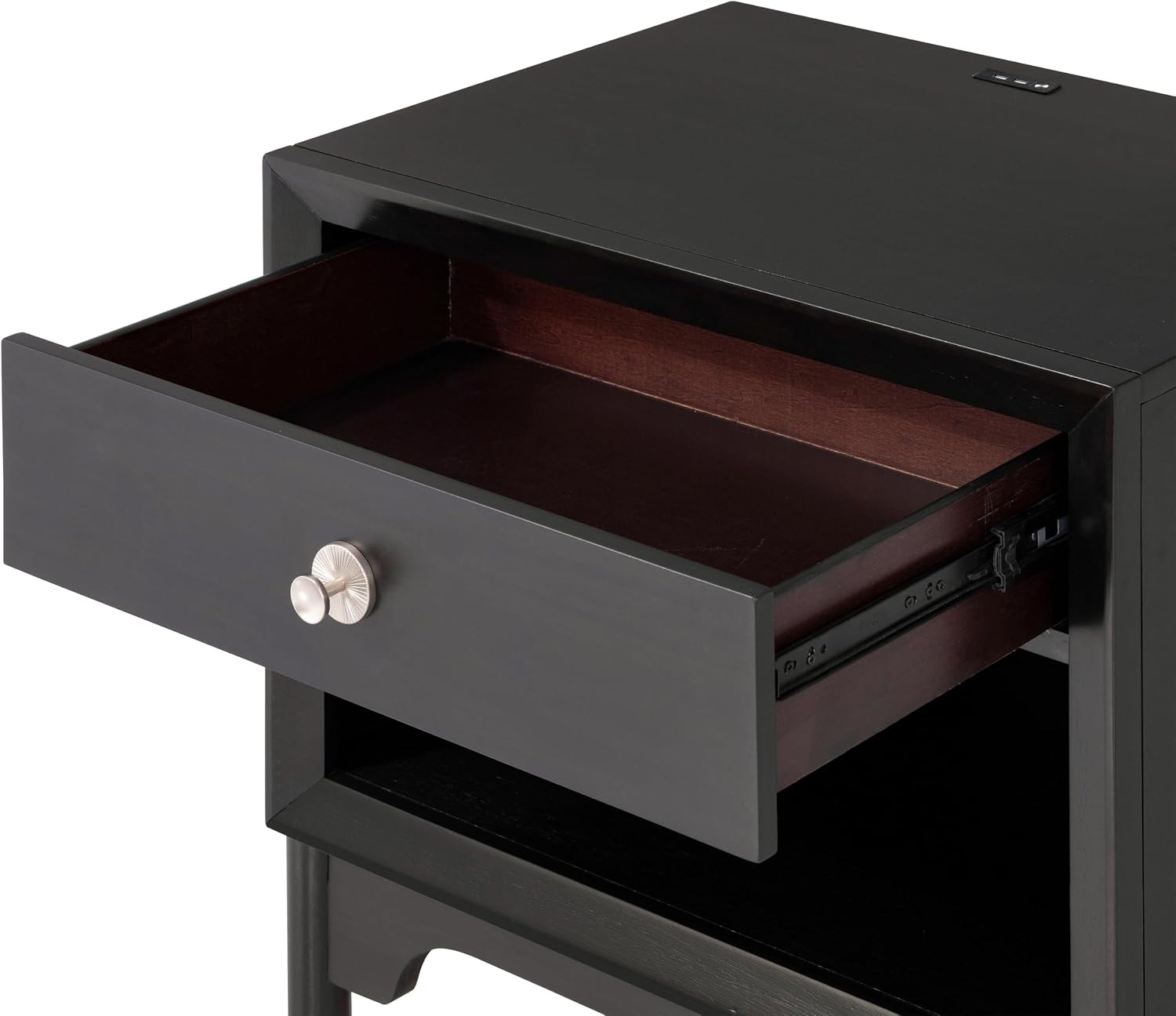 Furniture of America Forma Modern Solid Wood 2-Piece Bedroom Set with Storage Bed with LED Reading Lights, Ball-Bearing Glide, USB Charging Ports on Nightstands, No Box Spring Needed, King, Black