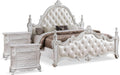 Furniture of America Althira Traditional Solid Wood 3-Piece Bedroom Collection with Bed Frame and 3-Drawer Nightstands Set of 2, Box Spring Required, White, Queen