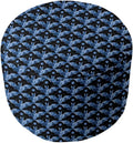 Stylish 20'' Wide Round Geometric Printed Cube Ottoman Create A Bold Statement in The Livingroom | UV, Scratch & Fade Resistant Vanity Stool Super Soft Extra Plush Comfy Bench Blue Black Color