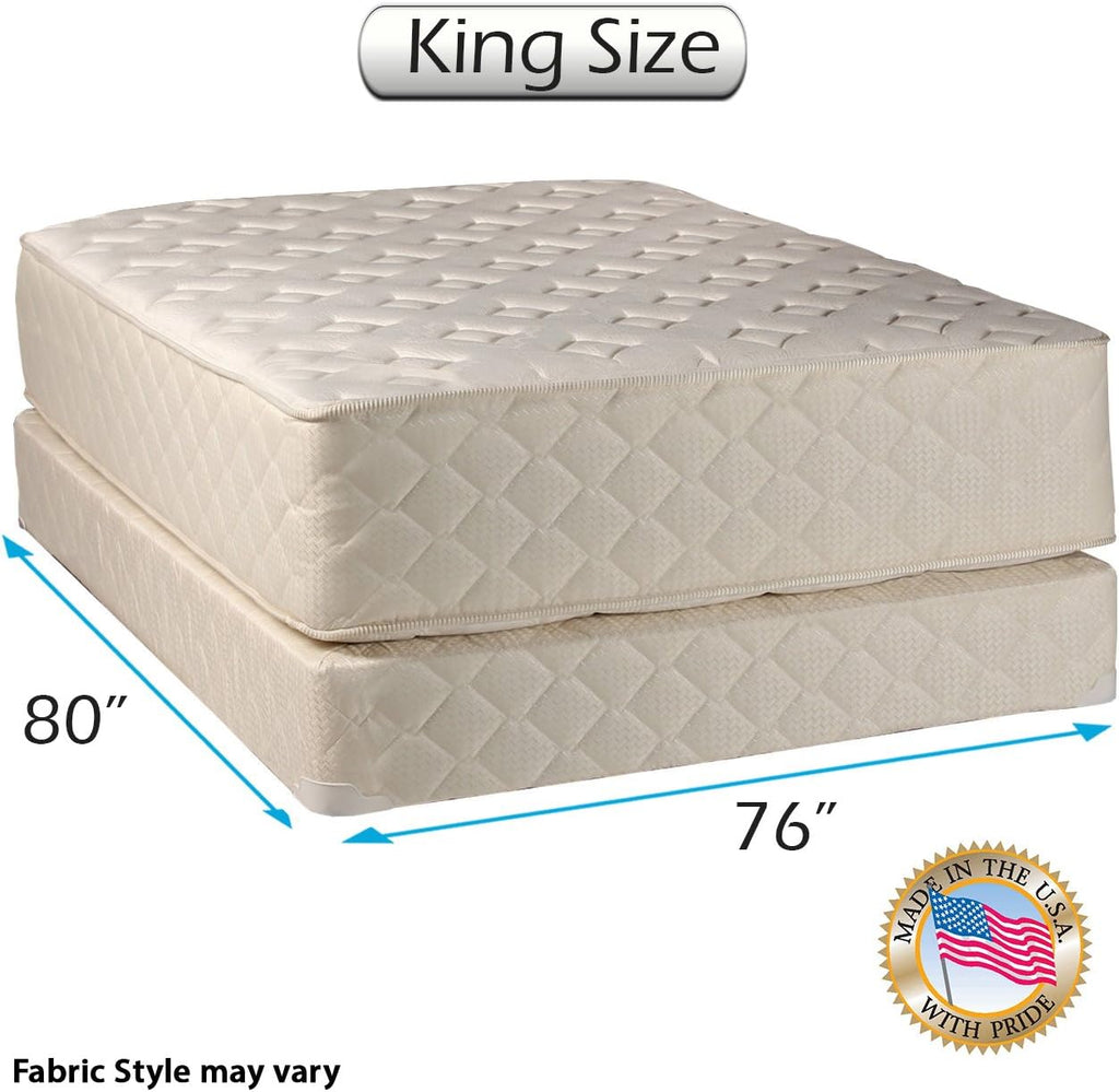 DS USA Highlight Luxury Firm King Size Mattress & Low 5' Height Box Spring Set with Metal Bed Frame - Orthopedic, Foam, Innerspring Coils, Longlasting Comfort