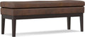 SIMPLIHOME Carlson Ottoman Bench - 45 inch Wide Upholstered Vegan Leather Rectangle Ottoman in Distressed Chestnut Brown, Mid Century Modern Bench for Bedroom or Living Room with Padded Seat
