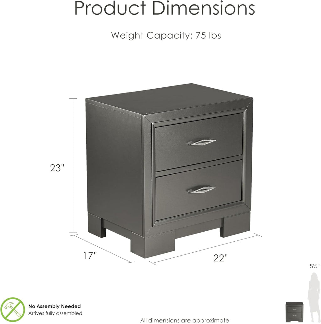 Furniture of America Verdant Modern Wood 3-Piece Bedroom Set with LED Lights in Headboard and Center Metal Glides, No Box Spring Required for Bedroom, Full, Metallic Gray