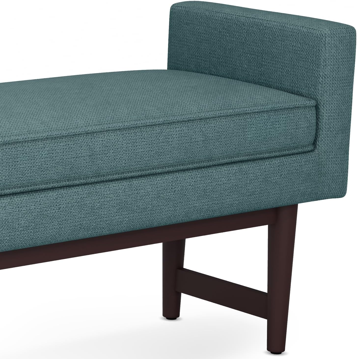SIMPLIHOME Scott Ottoman Bench - 46 inch Wide Upholstered Linen Fabric Rectangle Ottoman in Smoky Teal, Contemporary Bench for Bedroom, Entryway or Living Room with Raised Sides and Cushioned Seat