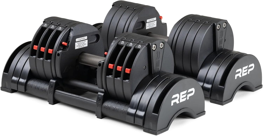 Rep Fitness Quickdraw Adjustable Dumbbells, Multiple weight ranges available including: 5-30, 5-40,5-50 and 5-60 lbs