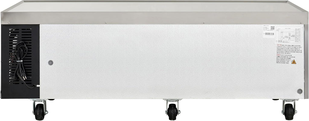 Kratos Commercial Refrigerator, 72' Wide Four Drawer Chef's Base, Refrigerated Mobile Equipment Stand for Restaurants, Stainless Steel, 115V, Large 16 Cubic Ft. Capacity (67K-317)
