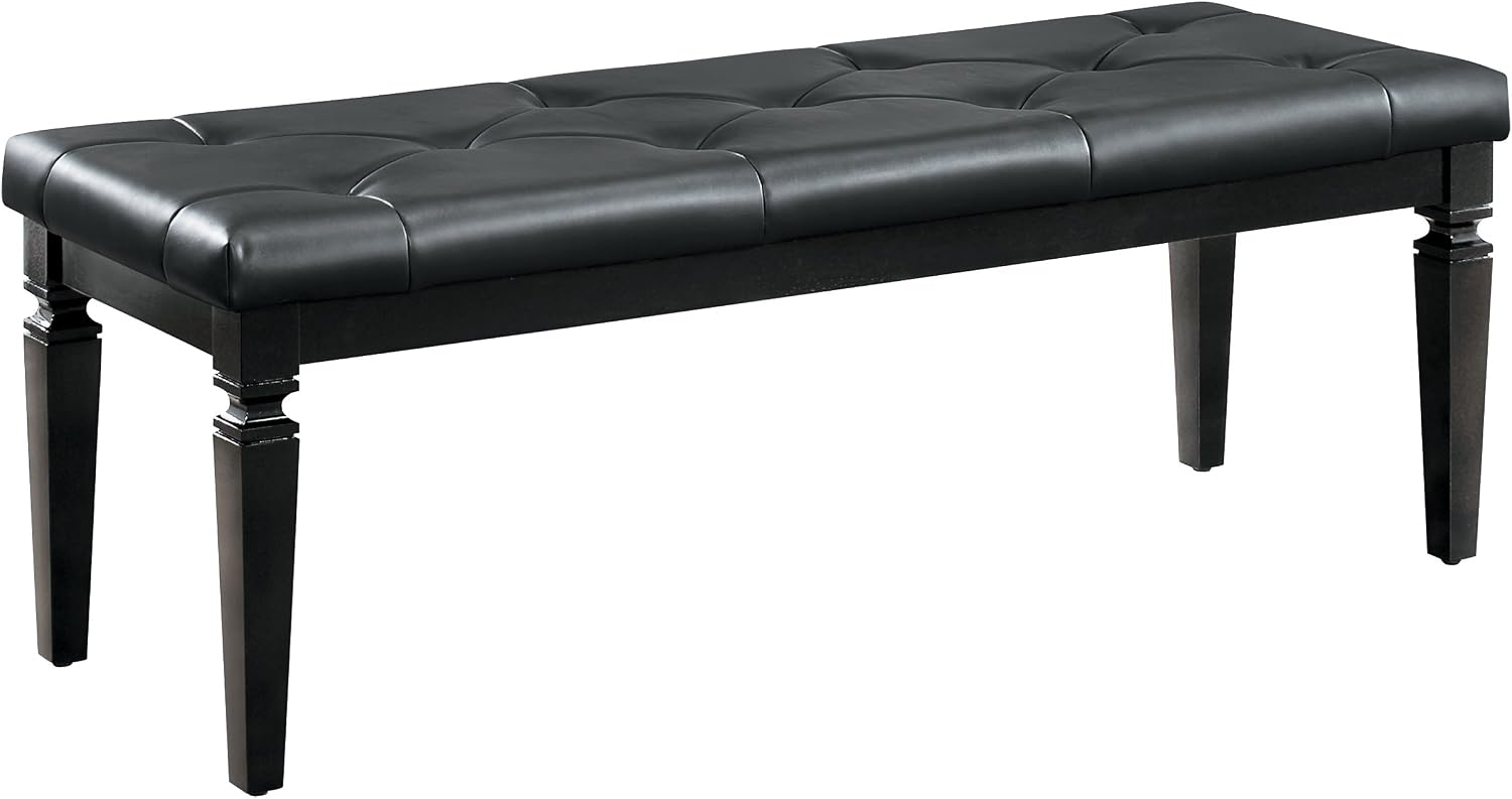 Homelegance Allura Modern Crystal Tufted Footboard Bench, Black Bi-Cast Vinyl