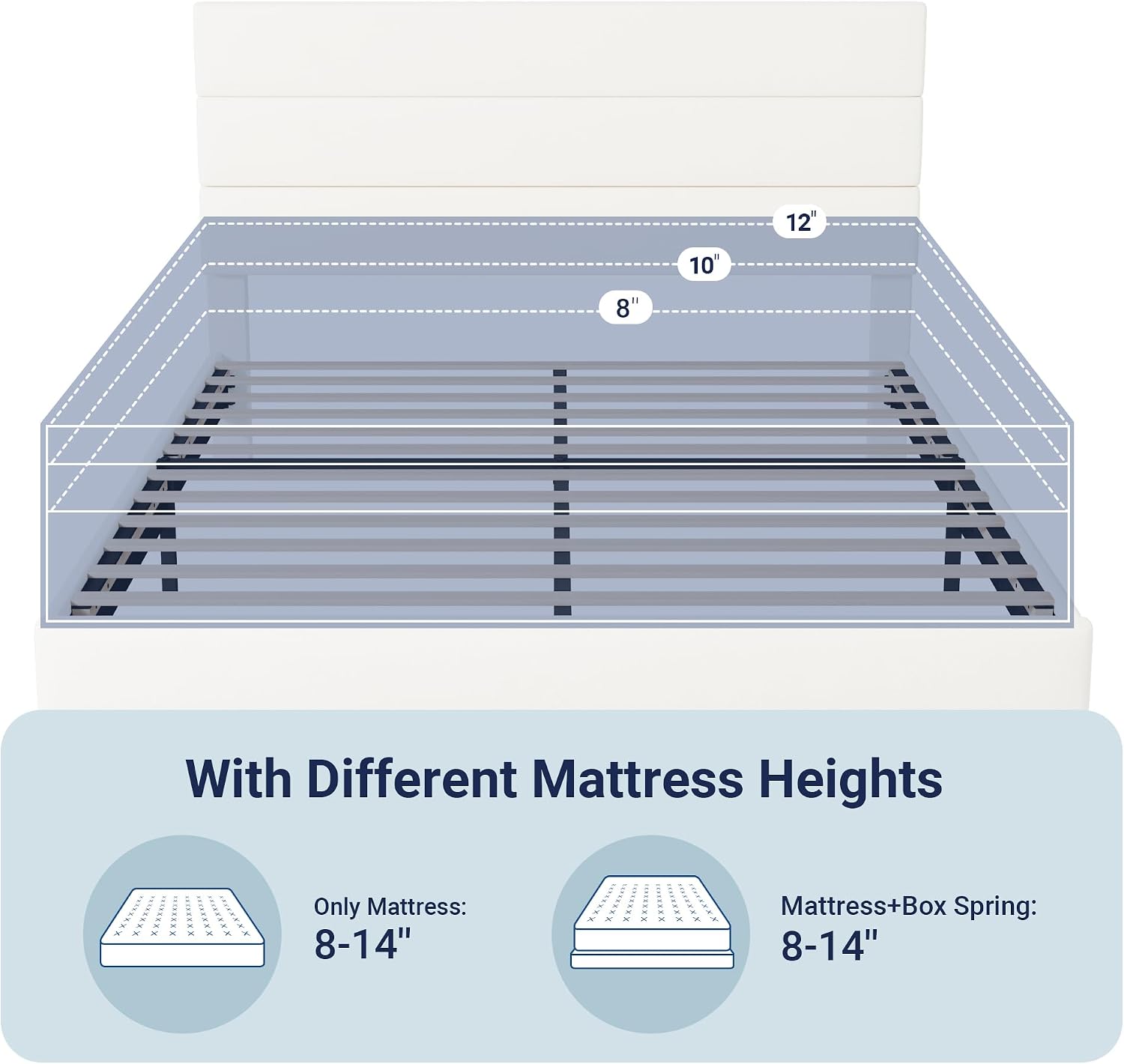 Allewie Queen Size Platform Bed Frame with Velvet Upholstered Headboard and Wooden Slats Support, Fully Mattress Foundation/No Box Spring Needed/Easy Assembly, White