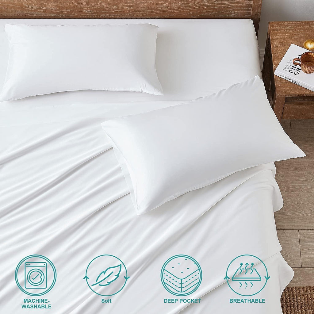 4 Piece Solid Bed Sheet Set- 600TC Egyptian Cotton - Luxury Bedding Set Fits Up to 19 Inches Deep Pocket - 4 Piece Sheet Set (Queen Size, Teal)