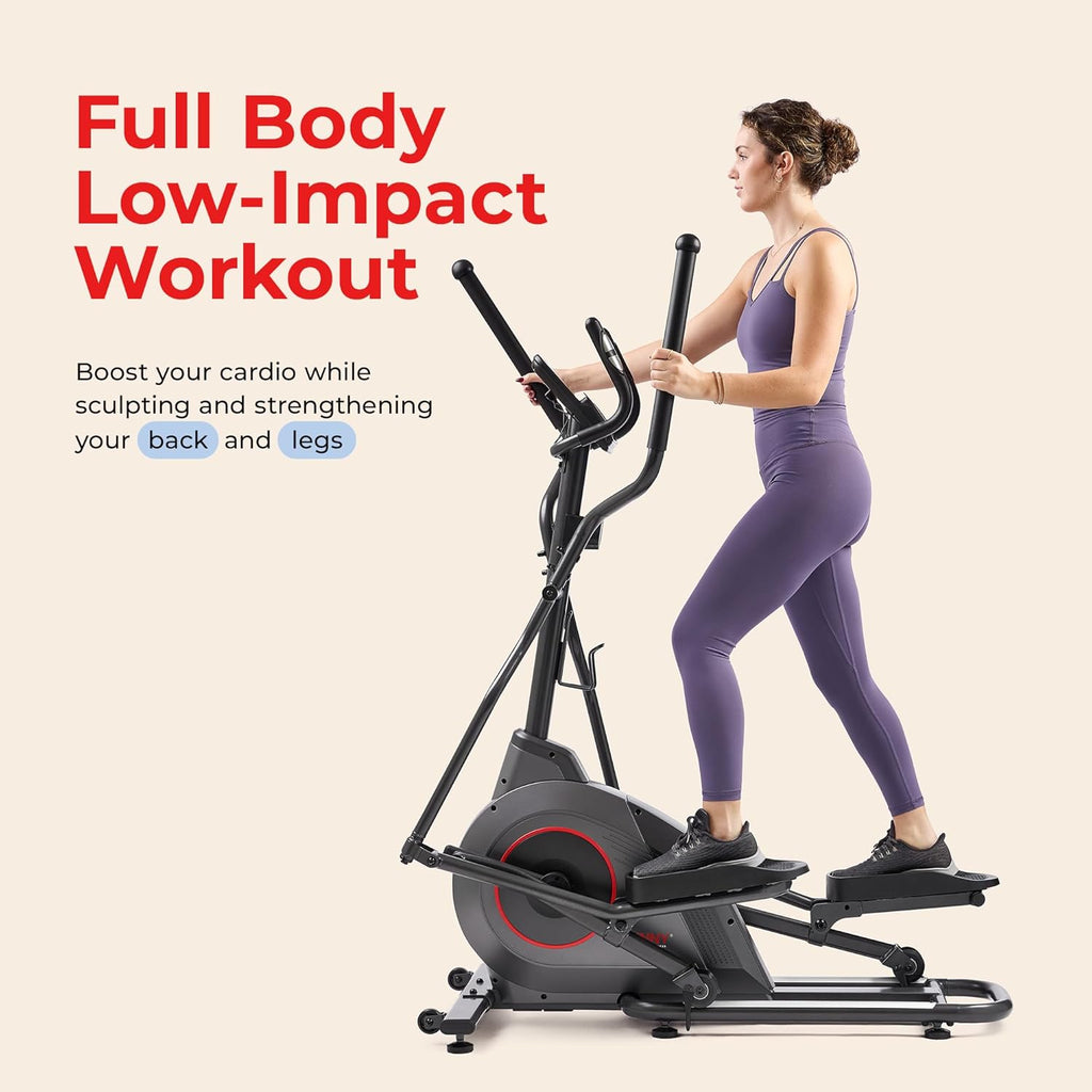 Sunny Health & Fitness Smart Upright Elliptical w/Pulse Sensor Built-in, Indoor Full-Body Cross-Training & Cardio Exercise Machine for Home, Free SunnyFit App Connection