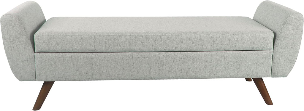 HomePop Modern Storage Bench with Wood Legs |Homepop Home Décor|Bench with Storage for Living Room & Bedroom - Light Gray Woven