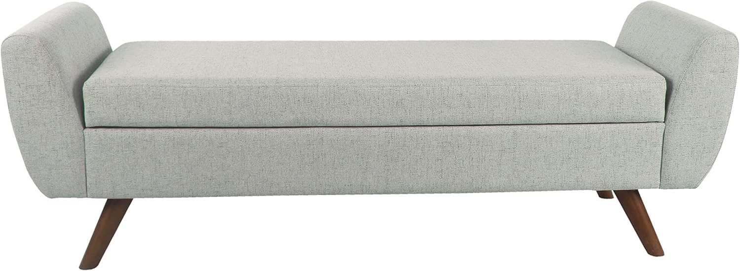 HomePop Modern Storage Bench with Wood Legs |Homepop Home Décor|Bench with Storage for Living Room & Bedroom - Light Gray Woven