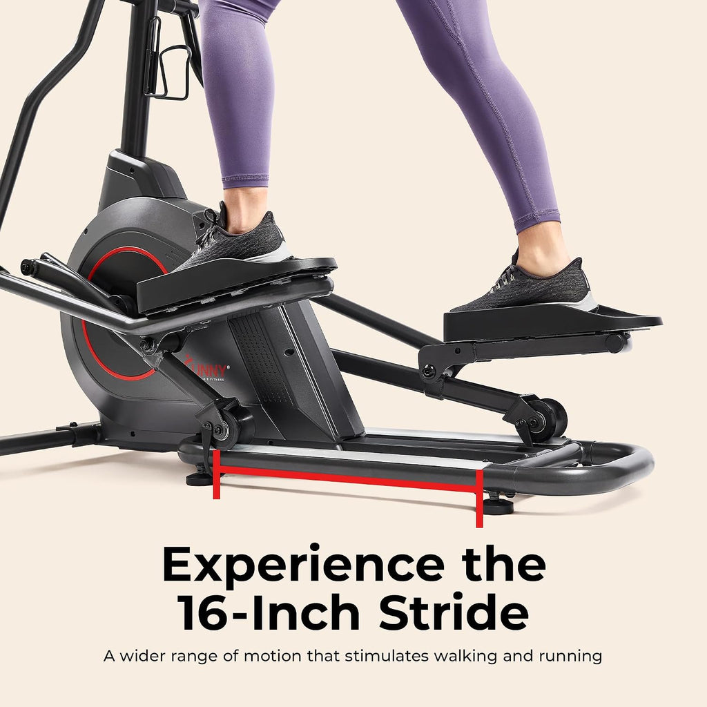 Sunny Health & Fitness Smart Upright Elliptical w/Pulse Sensor Built-in, Indoor Full-Body Cross-Training & Cardio Exercise Machine for Home, Free SunnyFit App Connection