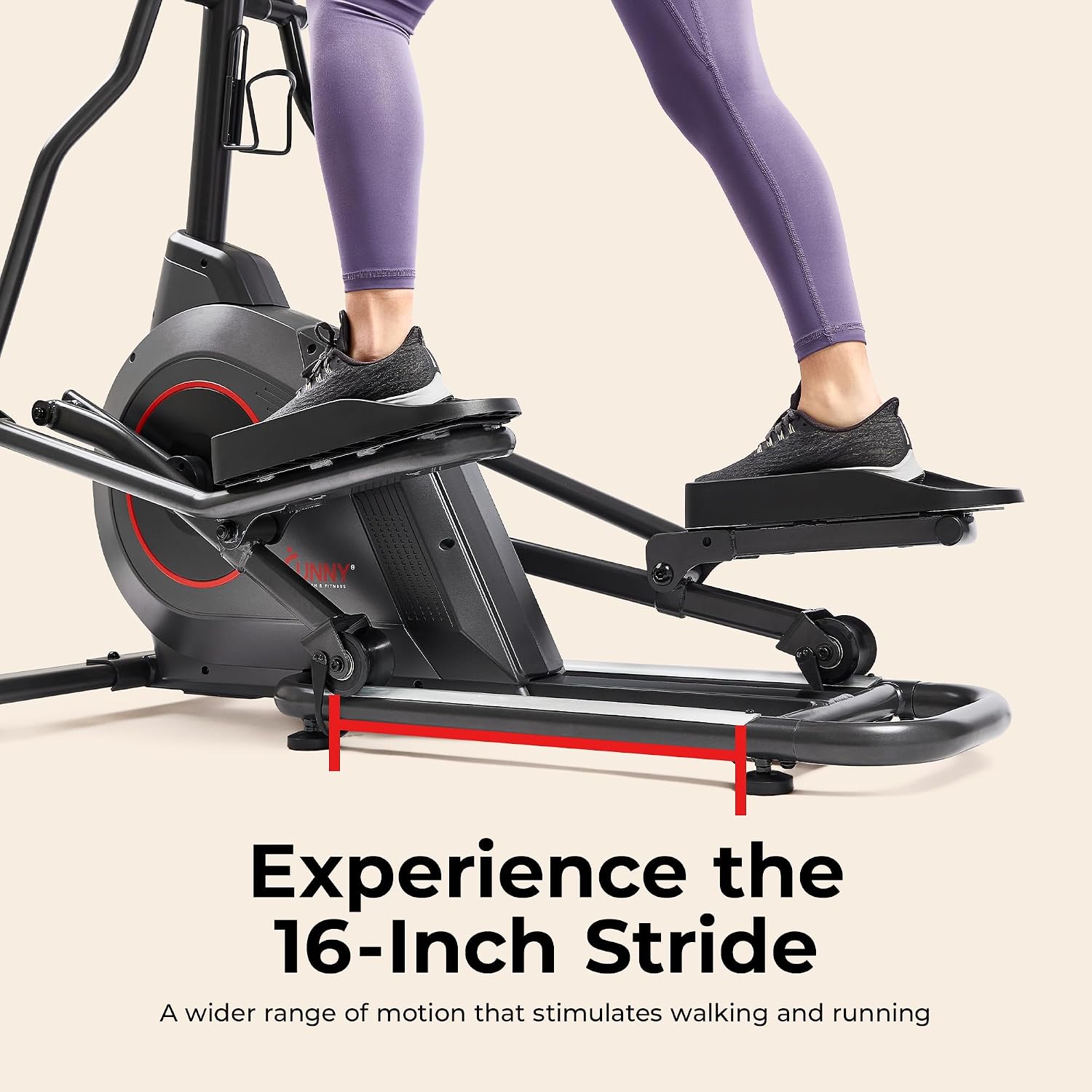 Sunny Health & Fitness Smart Upright Elliptical w/Pulse Sensor Built-in, Indoor Full-Body Cross-Training & Cardio Exercise Machine for Home, Free SunnyFit App Connection