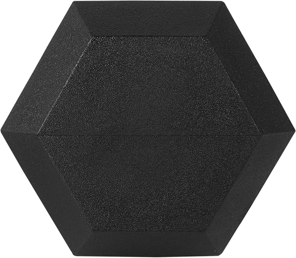 Fitvids Rubber Encased Exercise & Fitness Hex Dumbbell, Hand Weights with Anti-Slip Metal Handle for Home Gym, Multiple Sizes