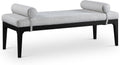 Meridian Furniture 22073Grey Priscilla Collection Art Deco Bench with Rich Linen Textured Interwoven Polyester Fabric, Light Beige Weave, Finished Solid Wood, 52' W x 22' D x 23.5' H, Grey