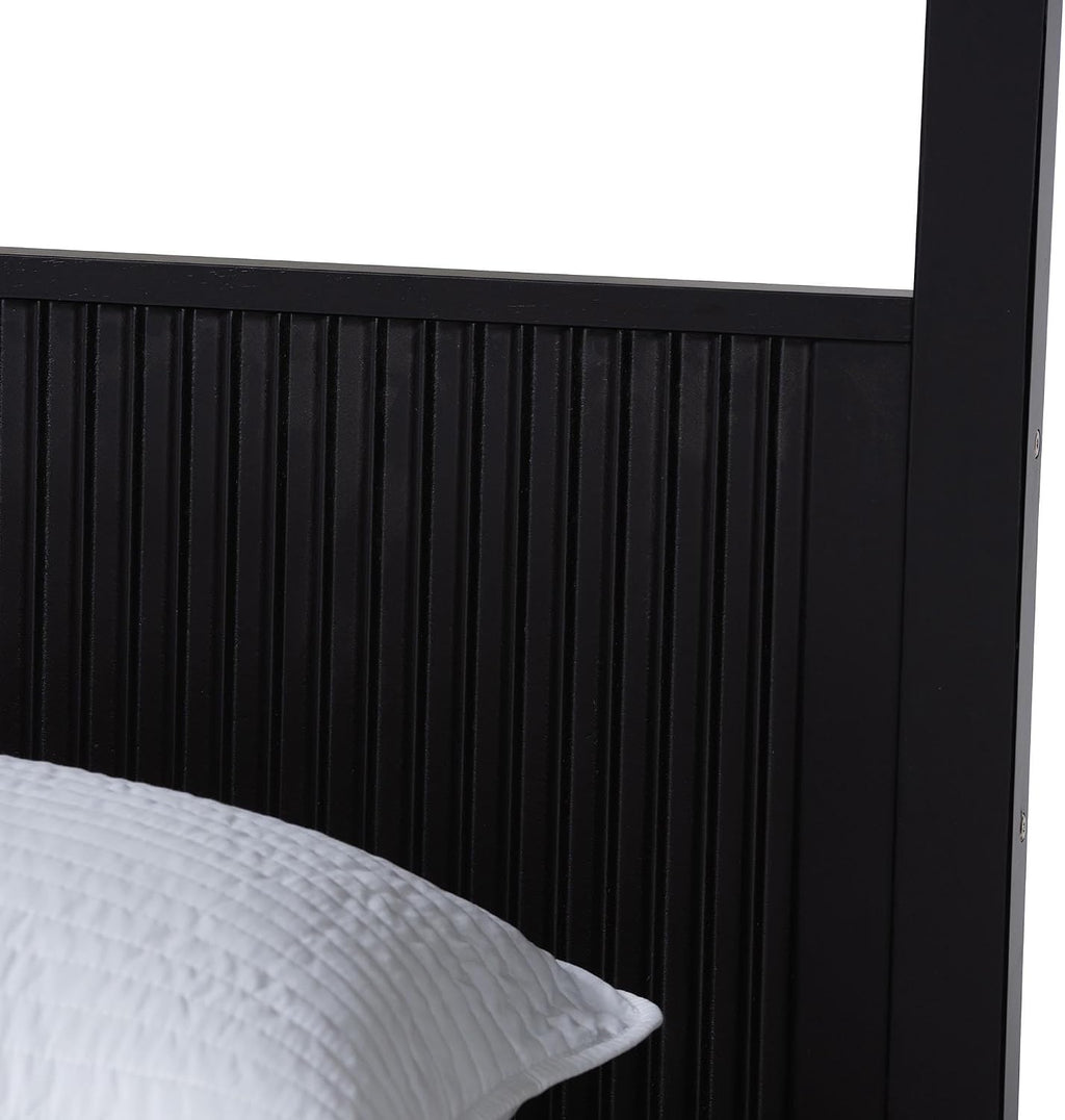 Baxton Studio Primrose Black Wood King Size 4-Piece Canopy Bedroom Set