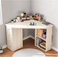 Luxury Dressing Vanity Table w/Stool for Bedroom, Corner Vanity Table, Solid Wood Dressing Table, Large Storage Organizer and Open Compartment, with Shelf Holder(A), XRKJBZ32024320