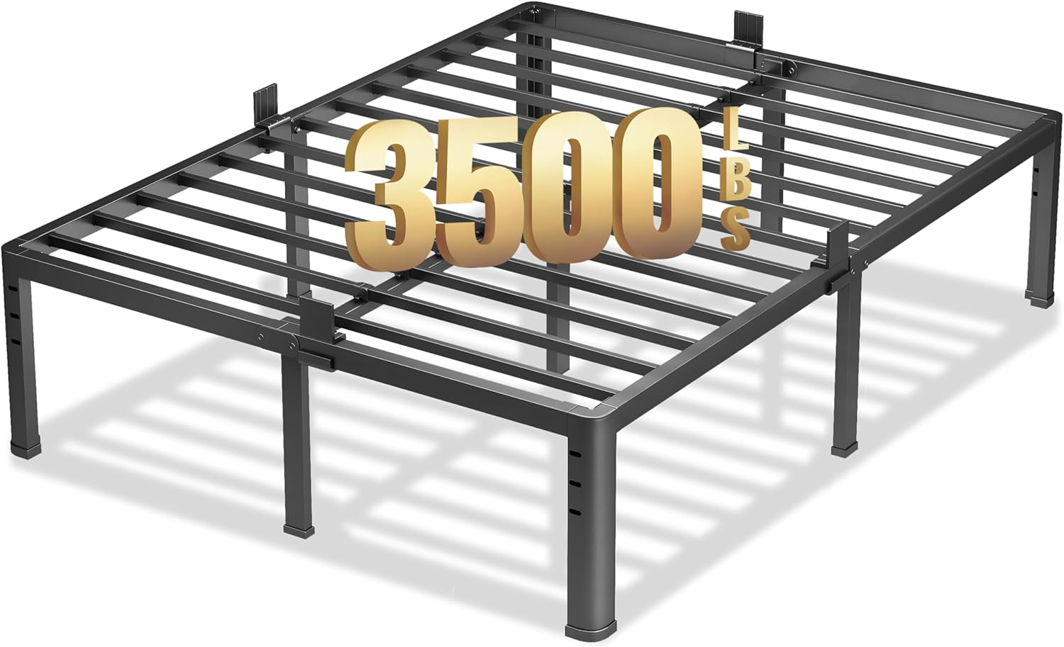 NKZ 18 Inch Metal Platform Bed Frame,Queen Bed Frame with Storage Space, No Box Spring Needed, Easy Assembly, Noise Free, 3,500 lbs Heavy Duty Steel Slats Support
