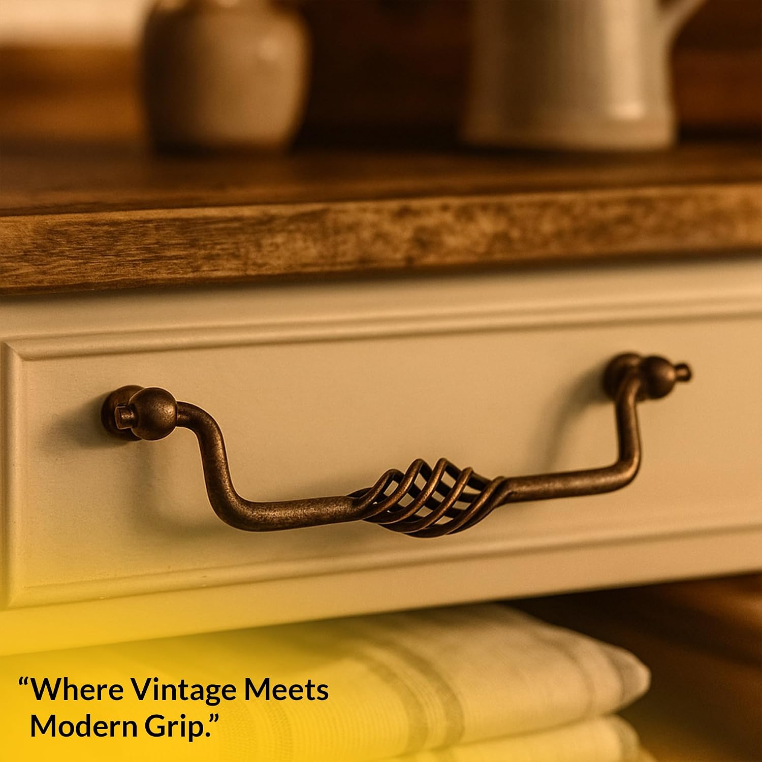 BRIXWELL Birdcage Cabinet Pull, Steel Material, Weathered Brass Finish, 6-5/16' Center to Center, 7-1/4' Length, 2' Width, 1-1/8' Projection for Kitchen Cabinets, Pull Handles, Knobs - Pack of 20
